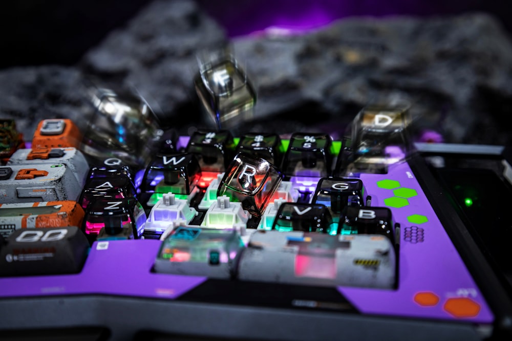 a close up of a computer keyboard with many keys