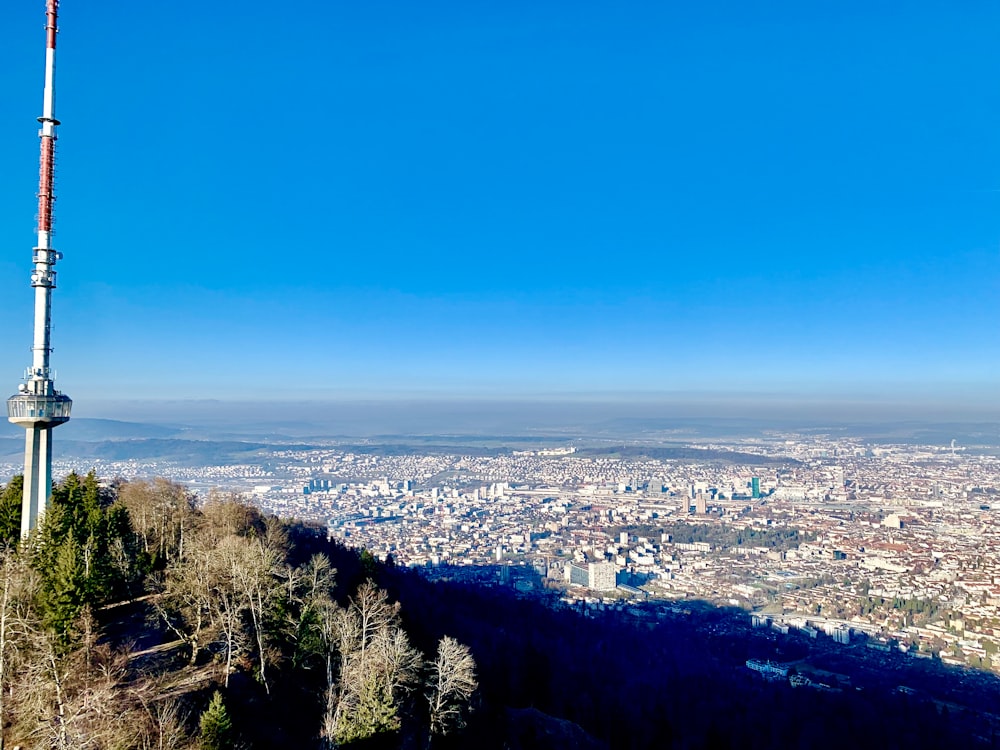 a view of a city from the top of a hill