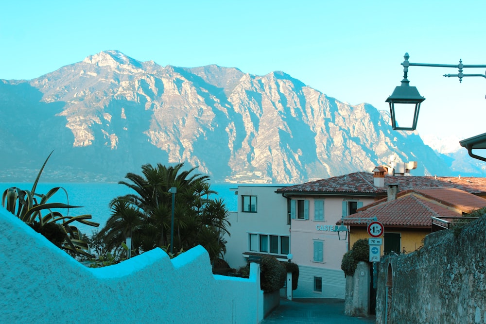 a view of a mountain range from a house