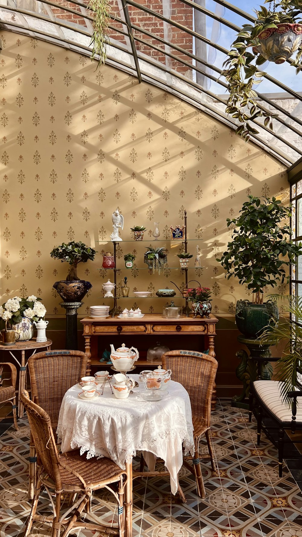 a dining room with a table and chairs