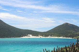 a large body of water surrounded by mountains