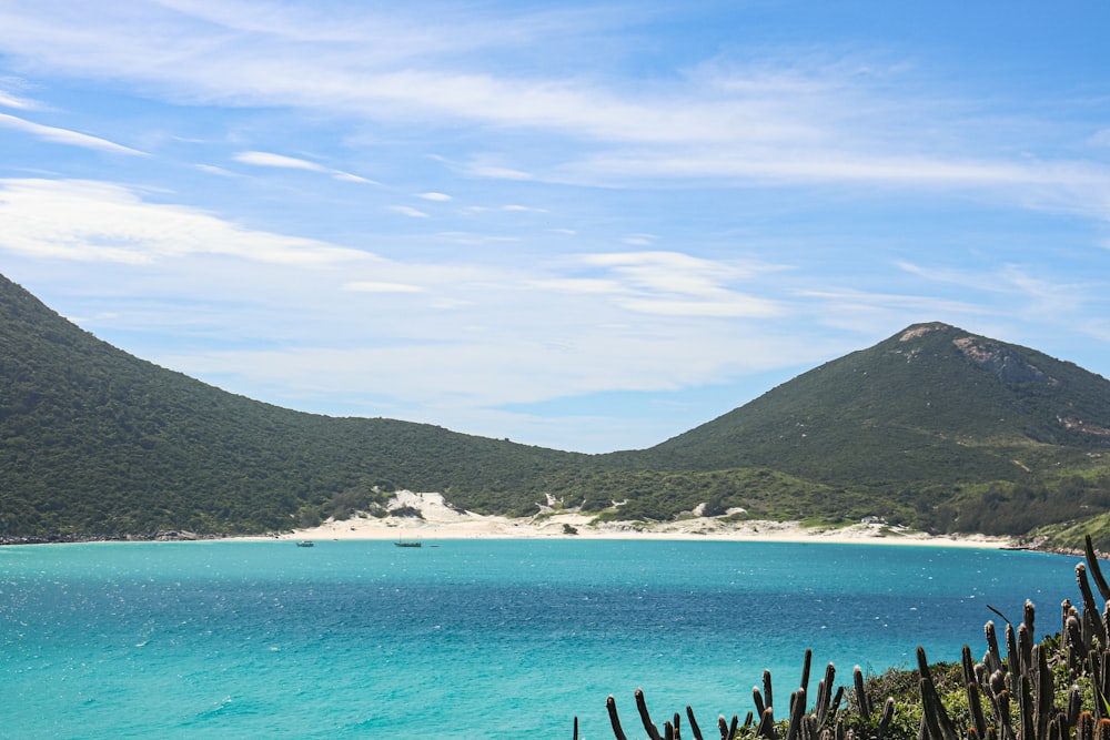 a large body of water surrounded by mountains