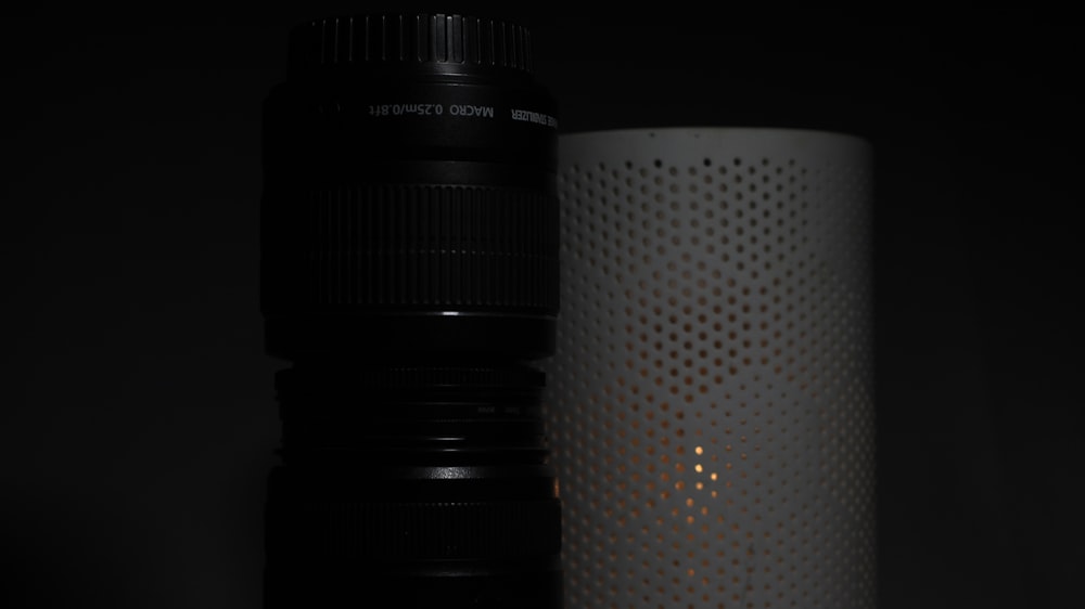 a close up of a camera lens on a table