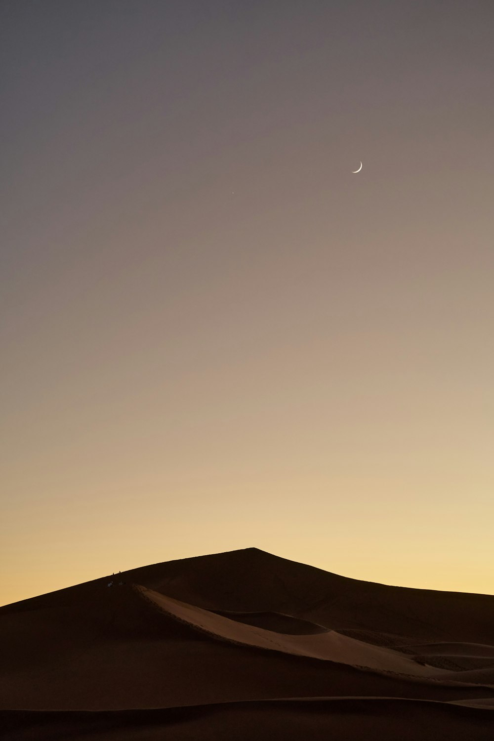 a person standing on top of a sand dune