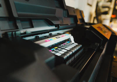 a close up of a printer on a table
