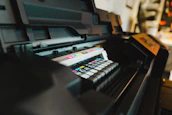 a close up of a printer on a table