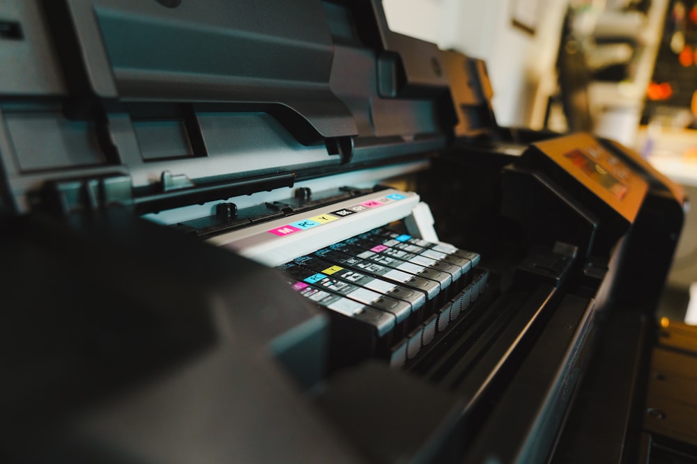 a close up of a printer on a table