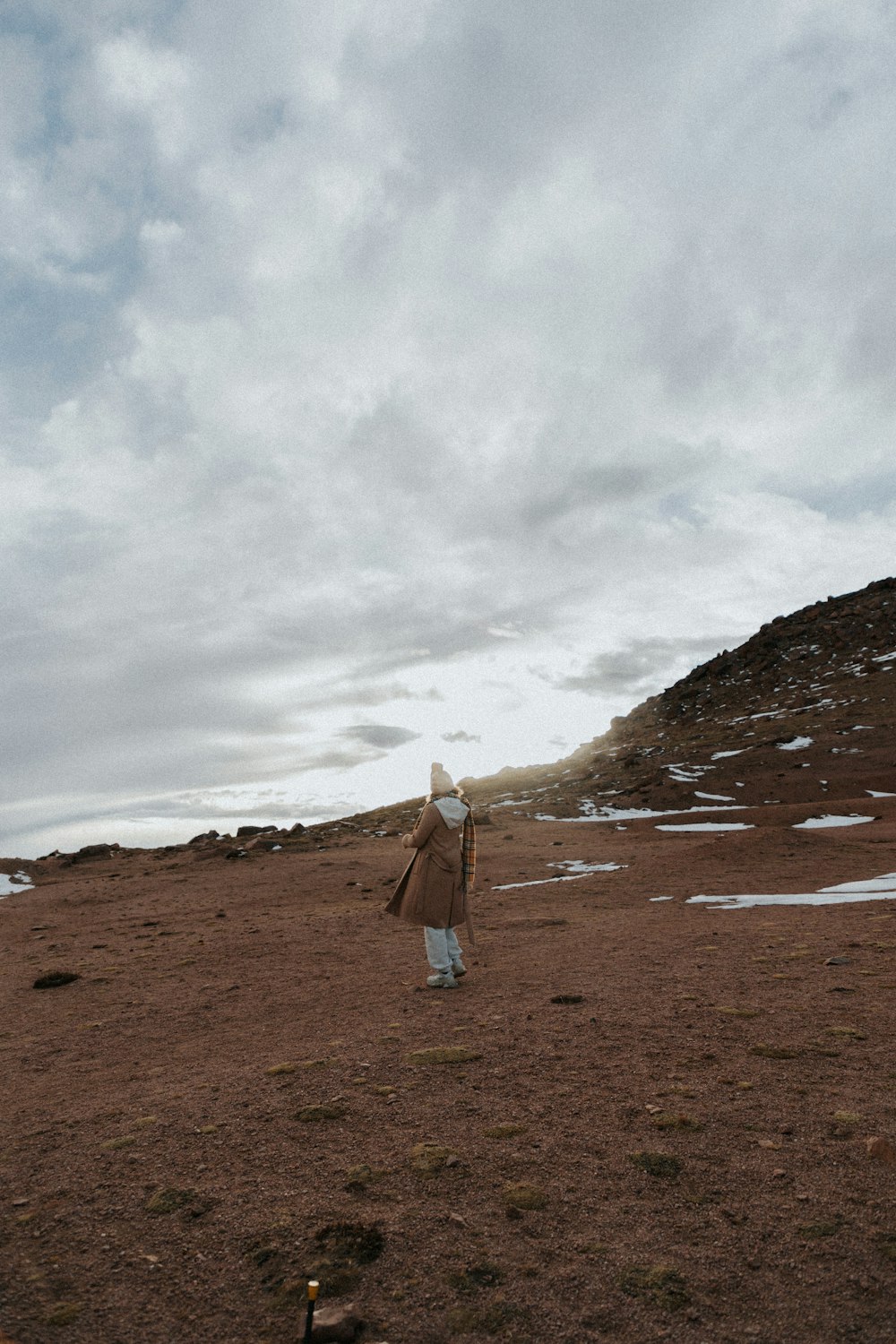 a person standing in a field flying a kite