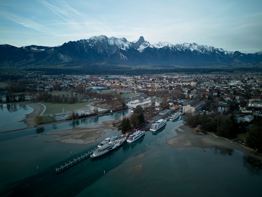 a large body of water surrounded by mountains