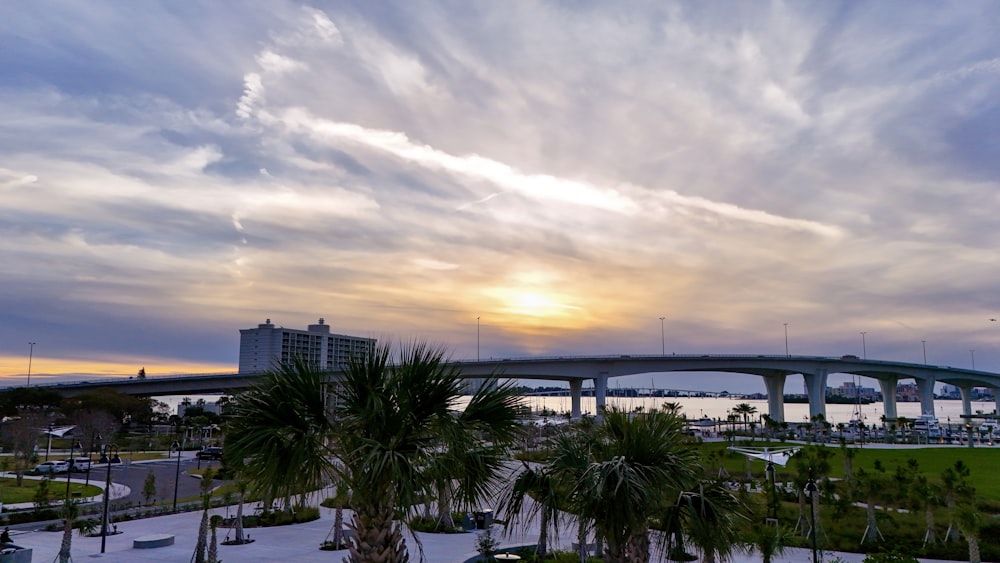 a view of a bridge over a body of water