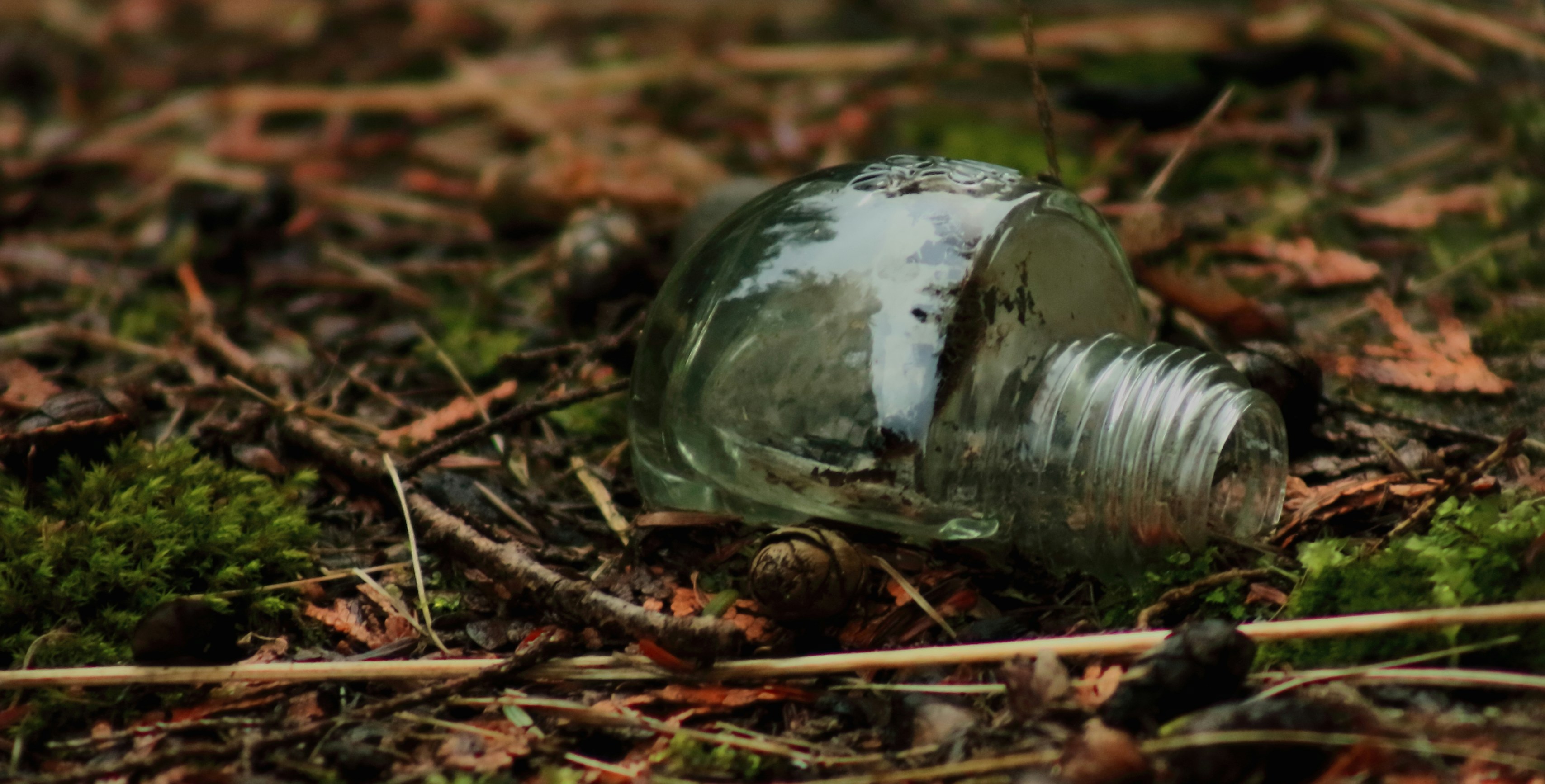 eine zerbrochene Glasflasche, die auf dem Boden liegt