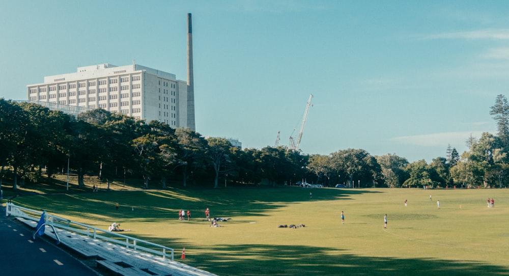 a group of people playing a game of soccer