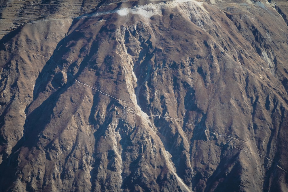 an aerial view of a mountain range