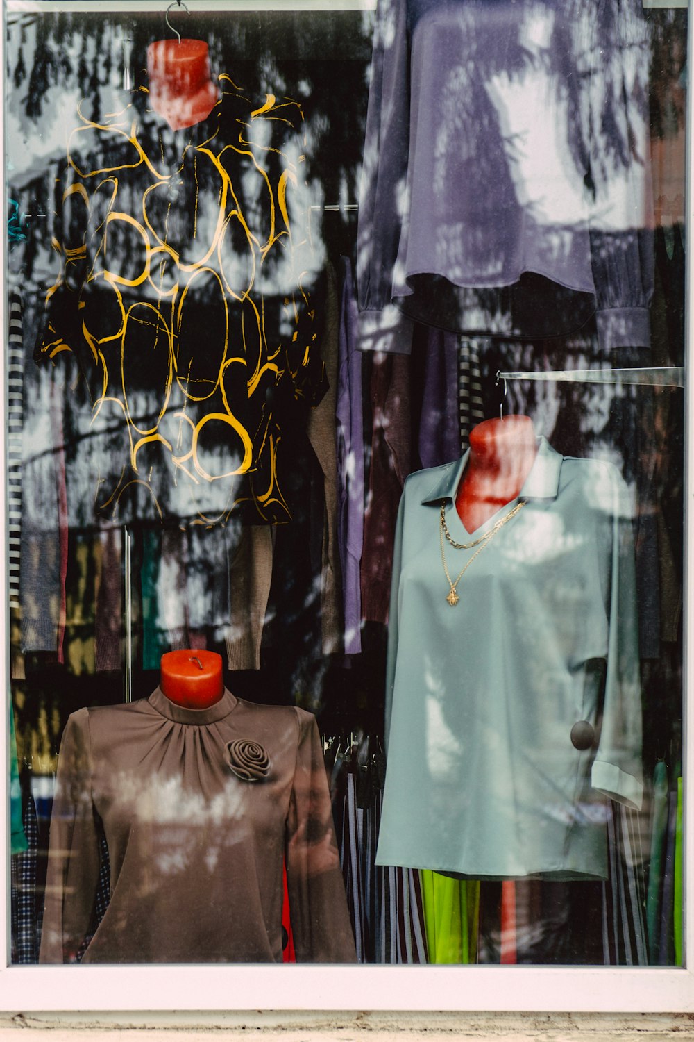 a window display of clothing in a store