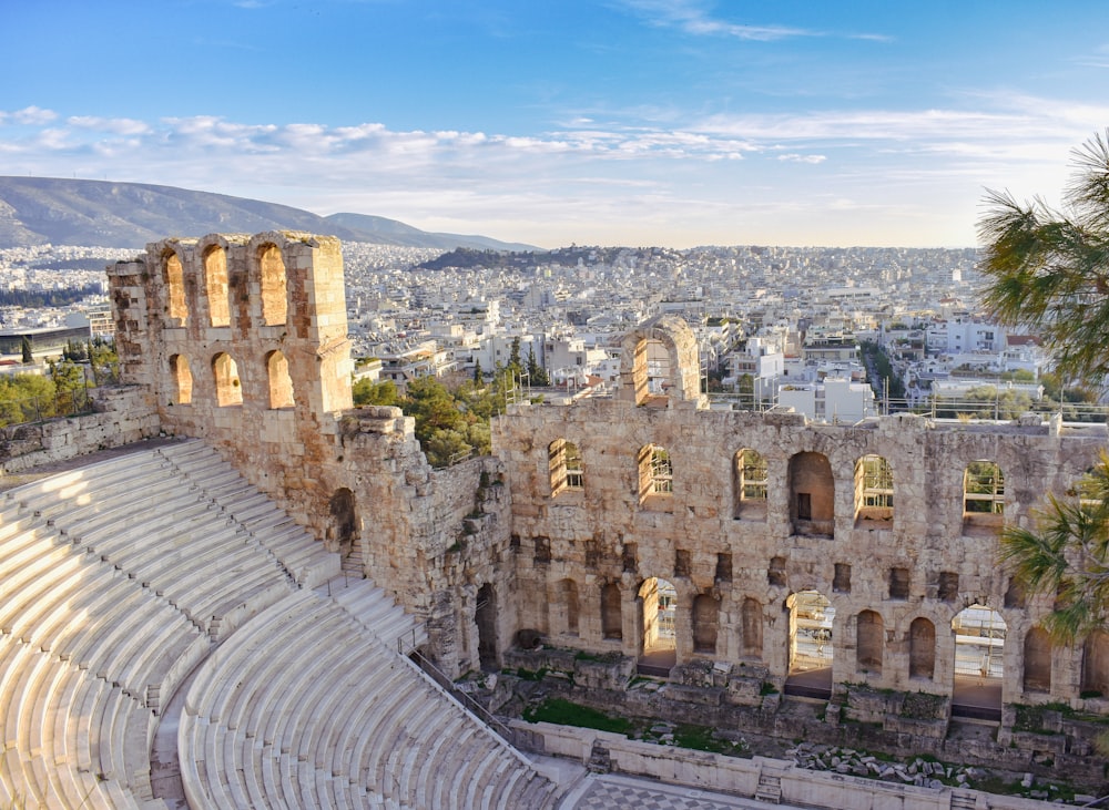 a view of the ruins of a roman theatre