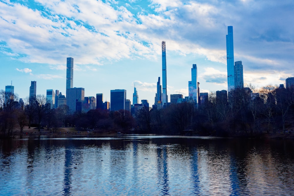 a view of a city from across a lake