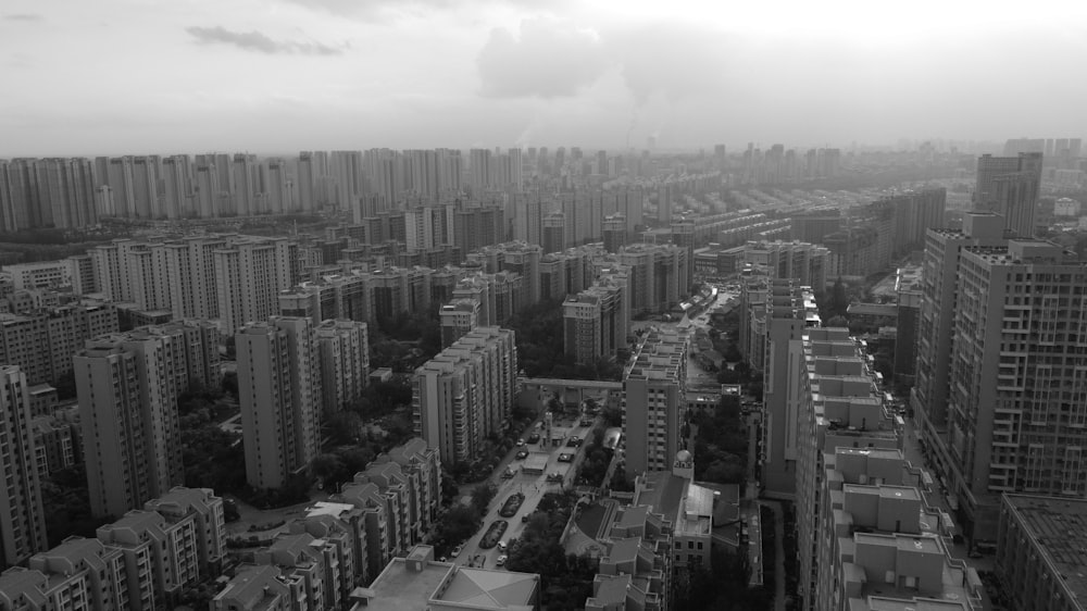 a black and white photo of a city