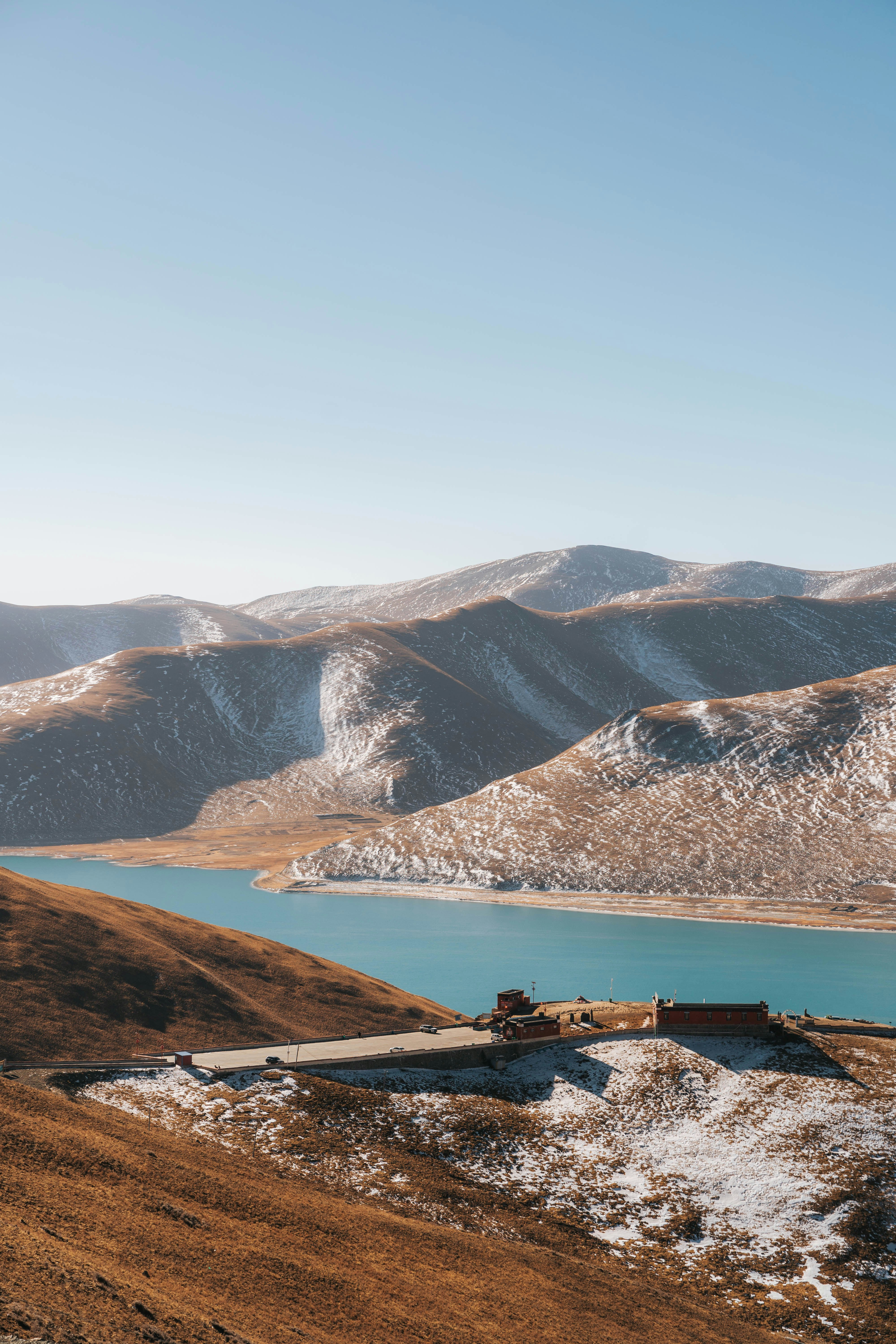 a large body of water surrounded by mountains