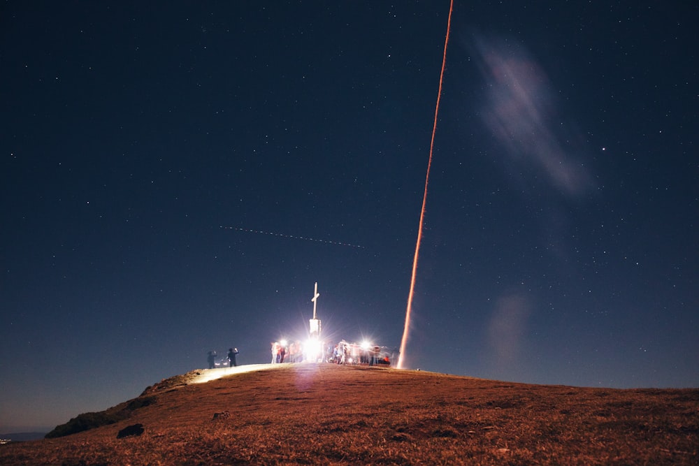 a long exposure photo of a rocket launch