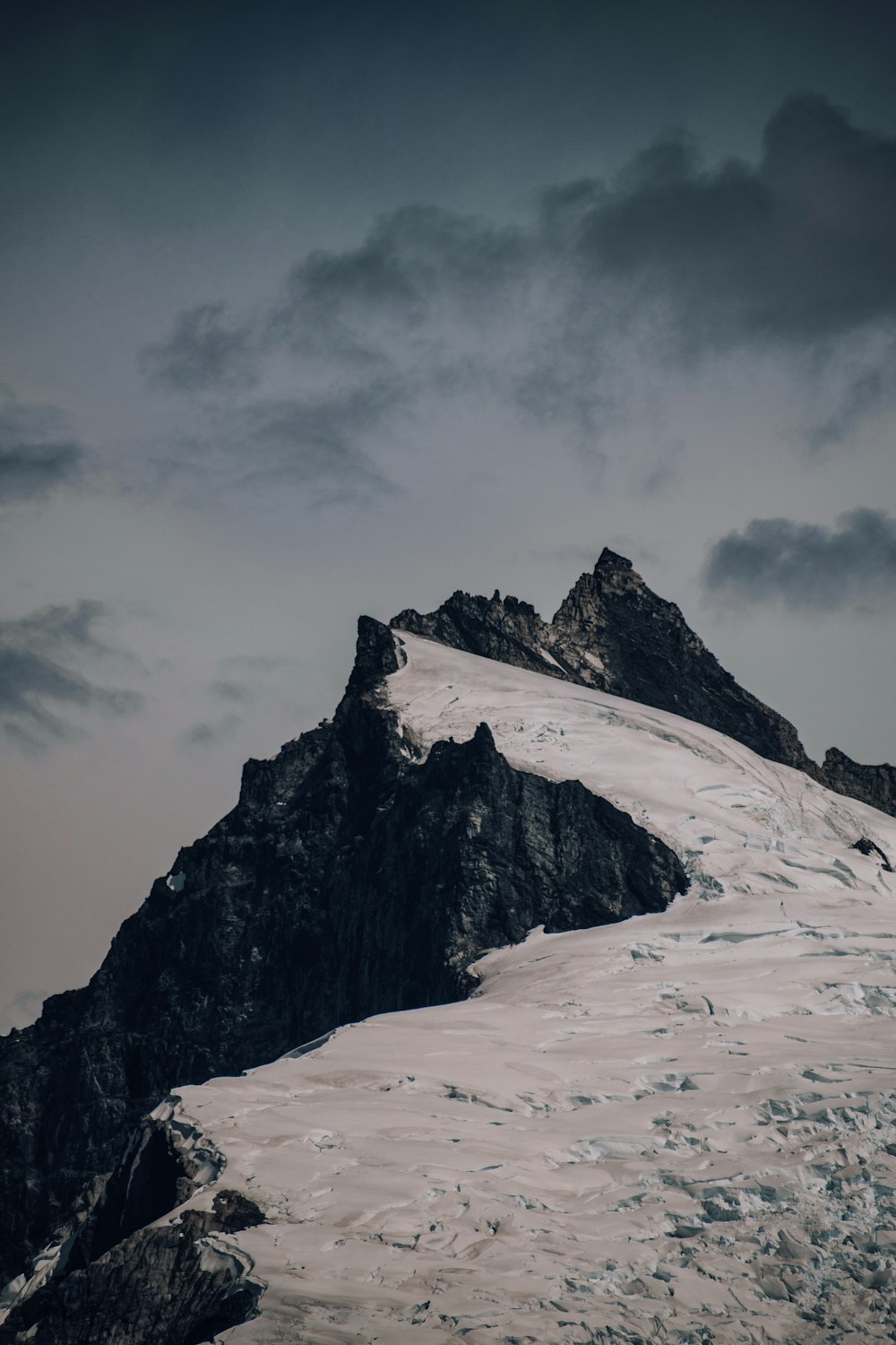 a snow covered mountain with a sky background