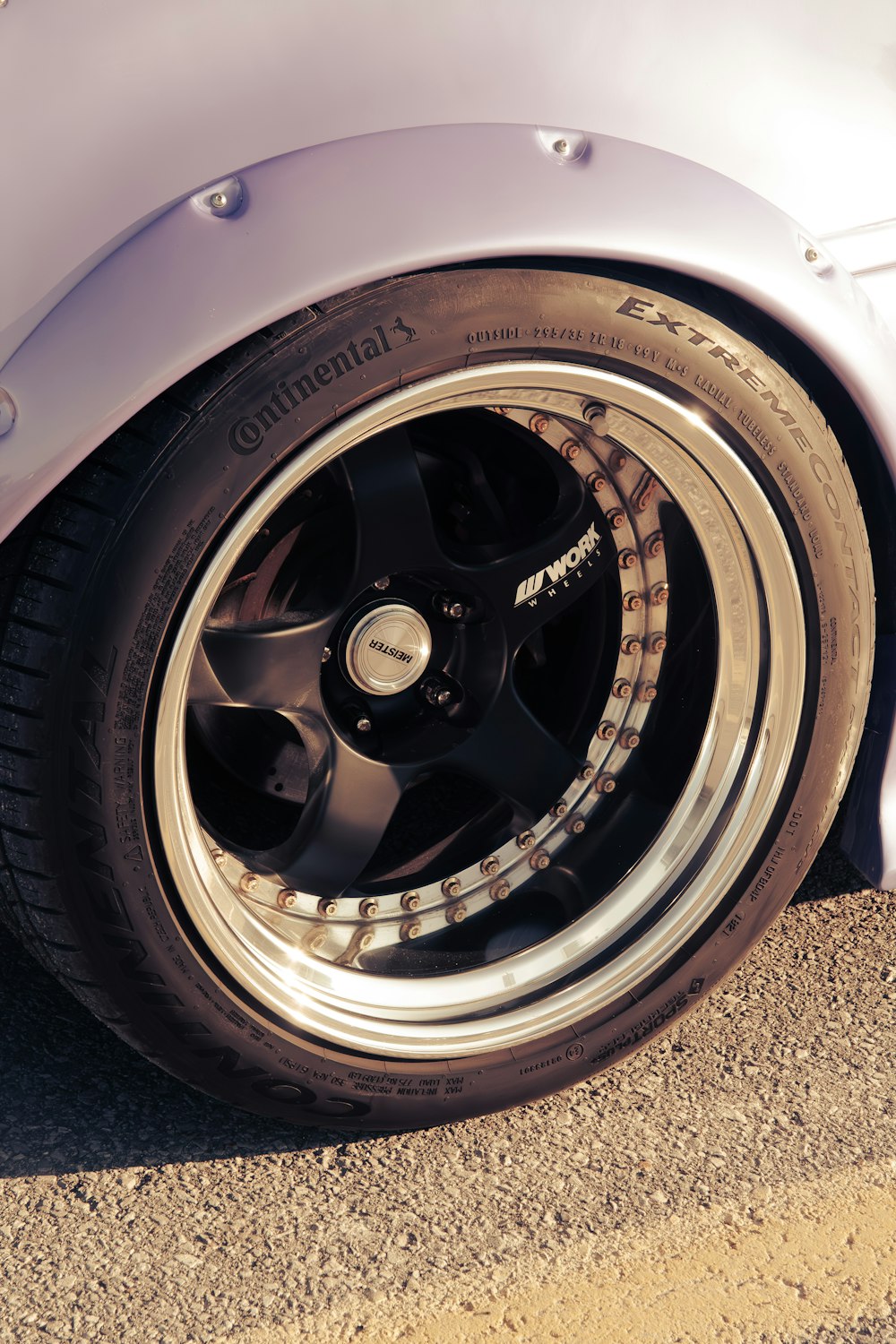 a close up of a tire on a car