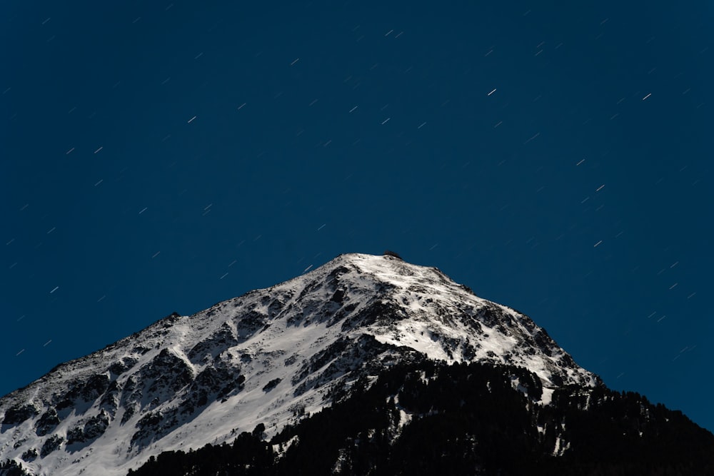 a snow covered mountain under a clear blue sky