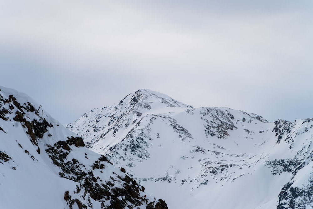 a snow covered mountain with a sky background