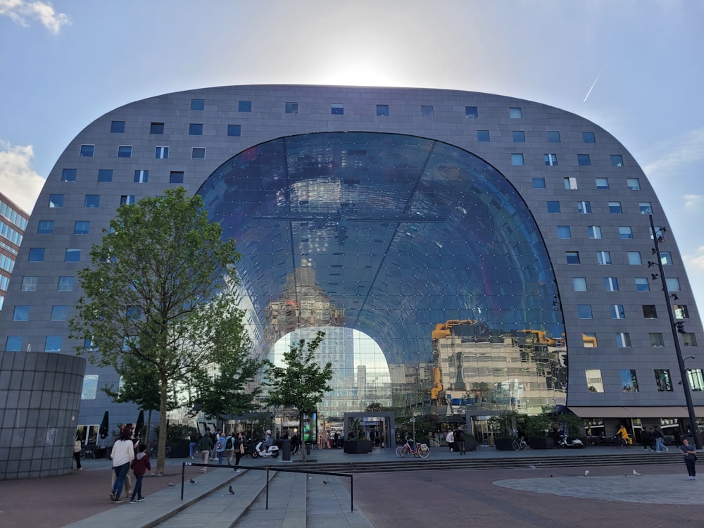 a very large building with a very large glass window