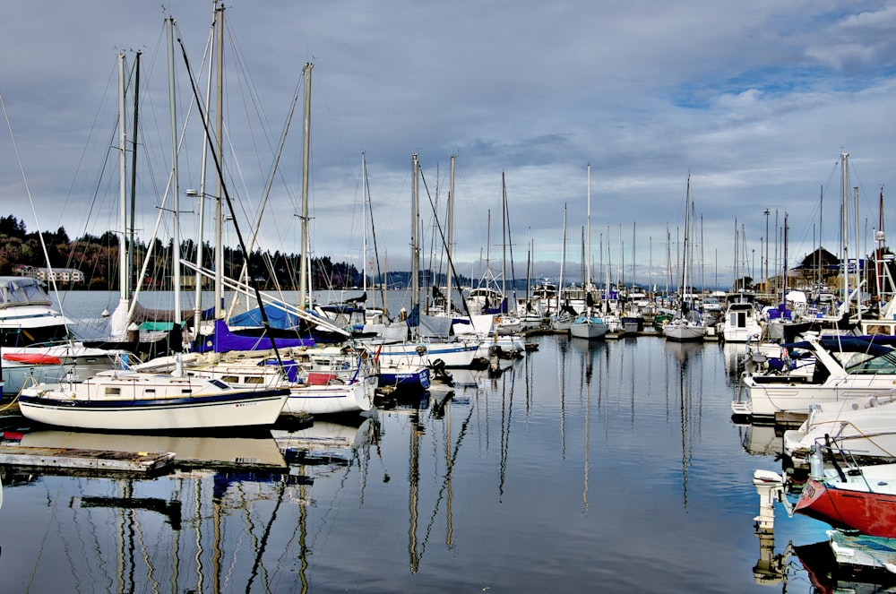 a bunch of boats that are sitting in the water