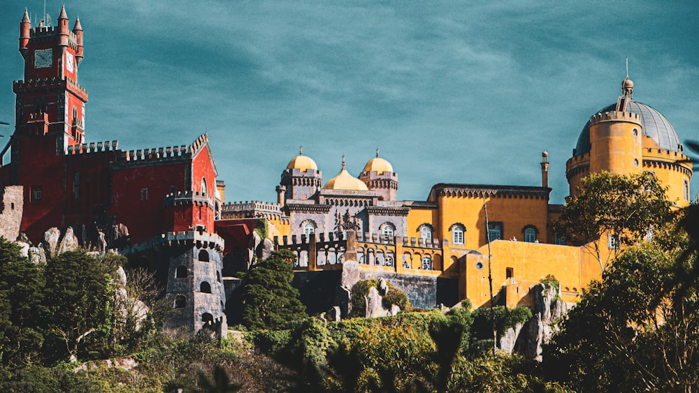 a castle with a clock tower on top of it