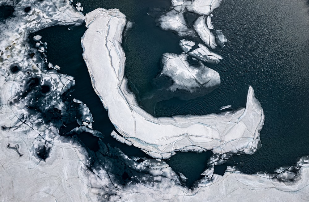 an aerial view of a large body of water