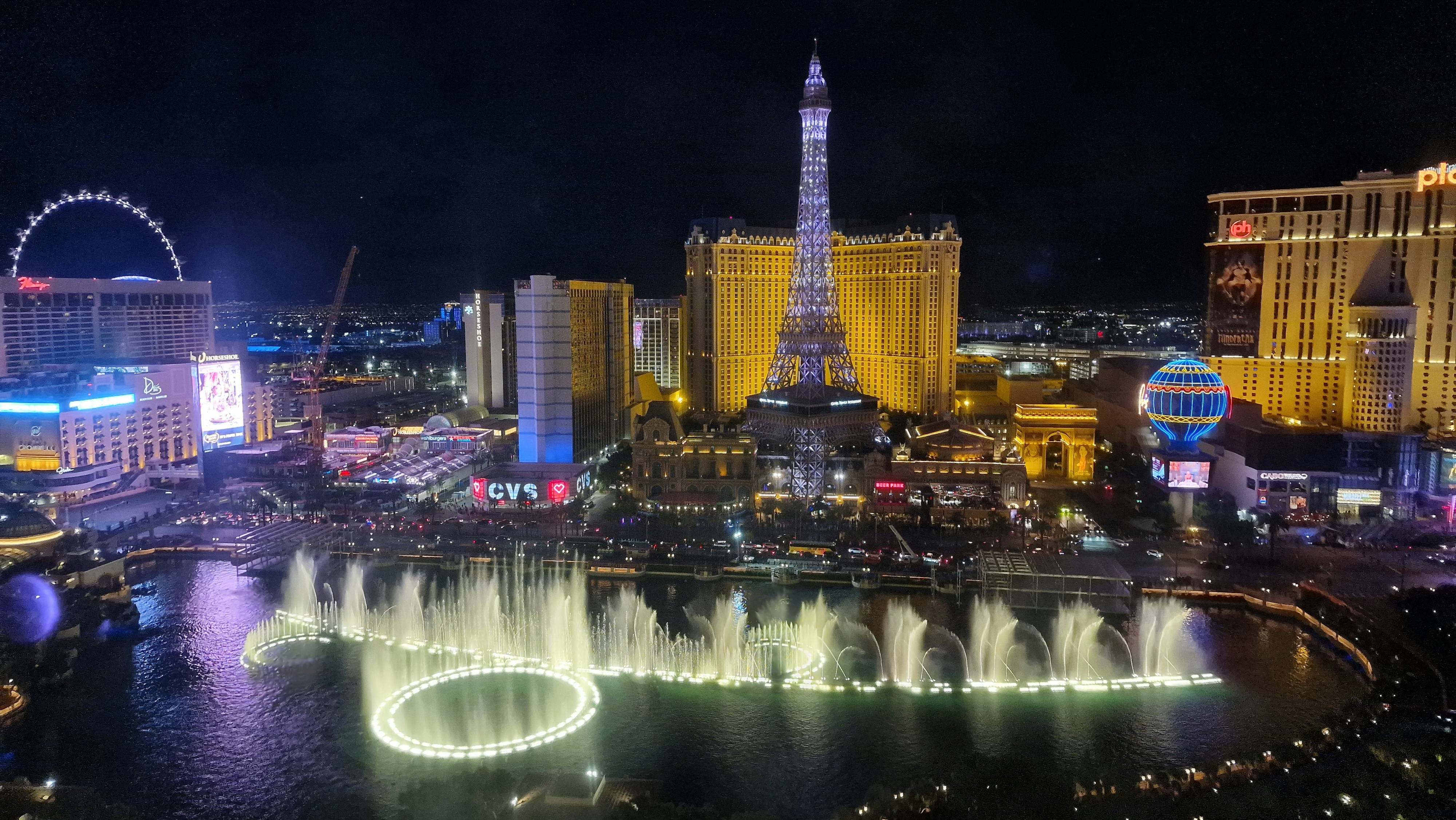 a view of the las vegas strip at night
