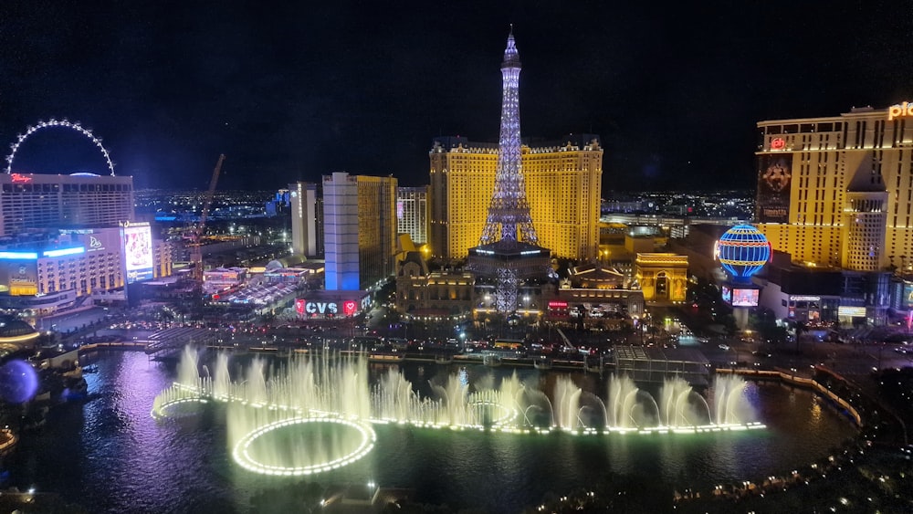 a view of the las vegas strip at night