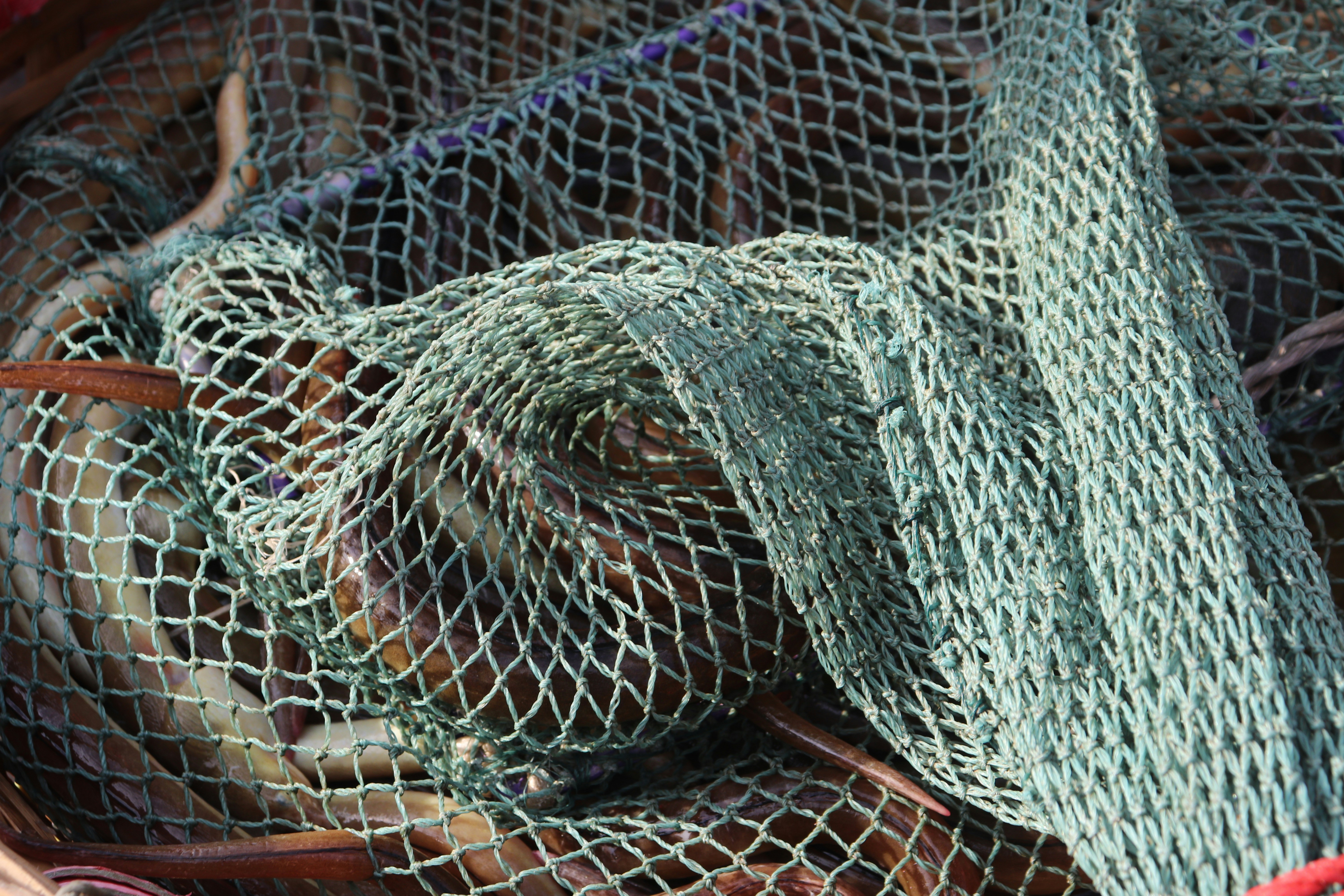 a close up of a bag of fishing nets
