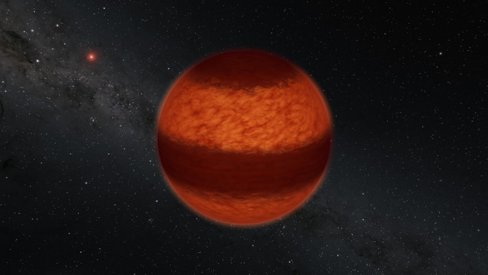 Impresión artística de un planeta rojo en el espacio