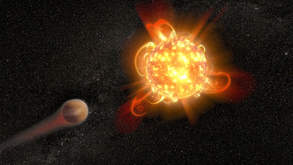 an artist's impression of a star in the sky with a planet in the