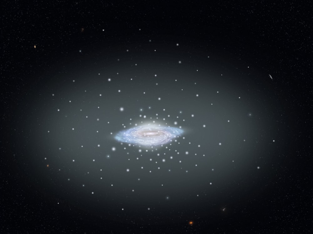 a spiral galaxy with stars in the background