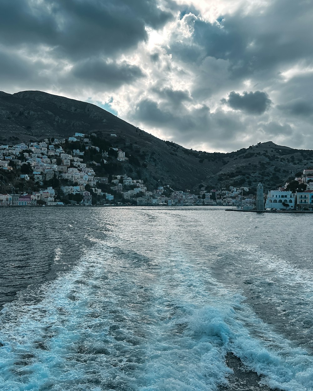 the wake of a boat on a body of water