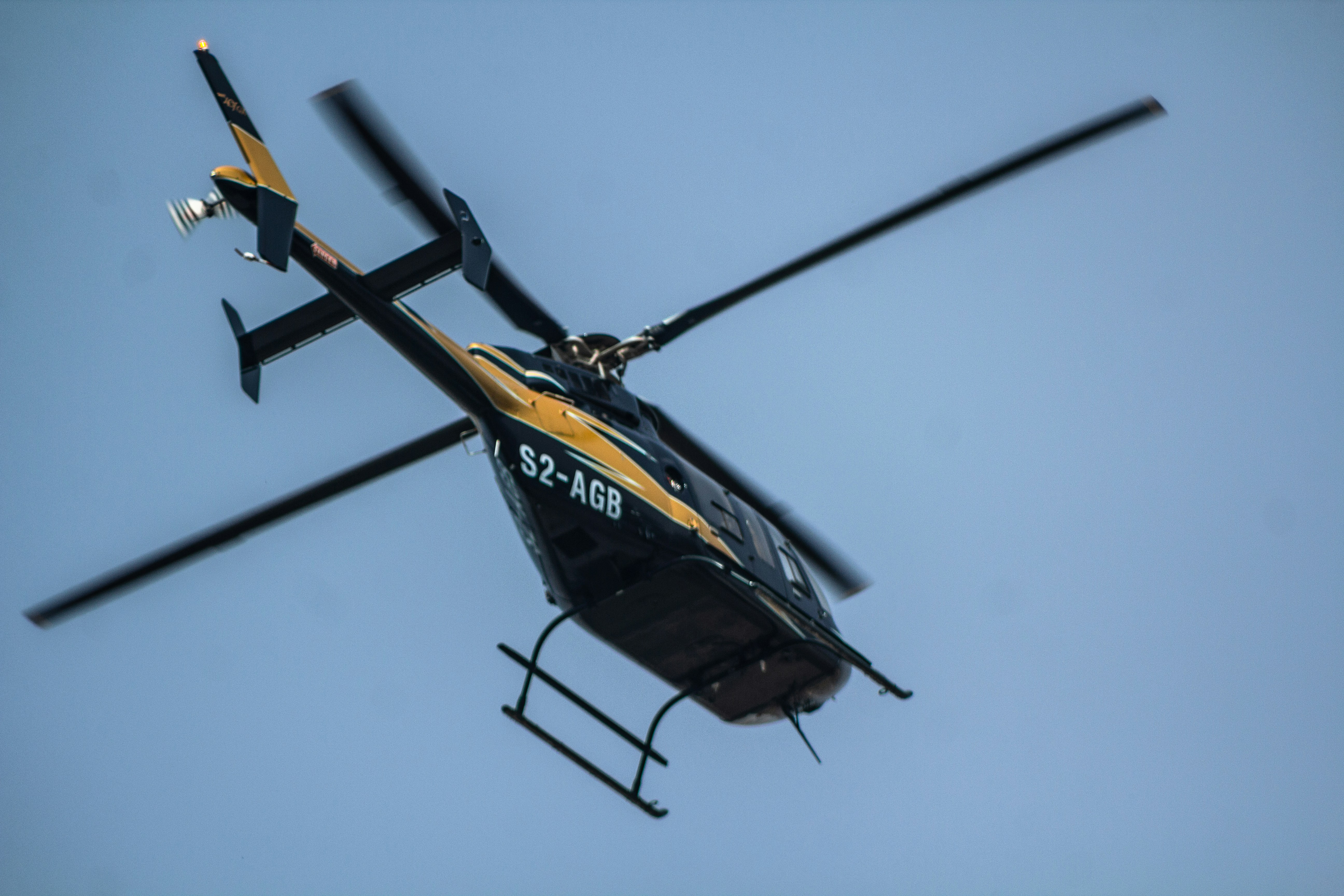 a helicopter that is flying in the sky, Bell 407GX | BRB Aviation | S2-AGB