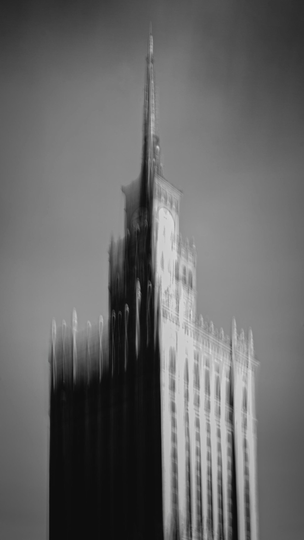 a black and white photo of a large building