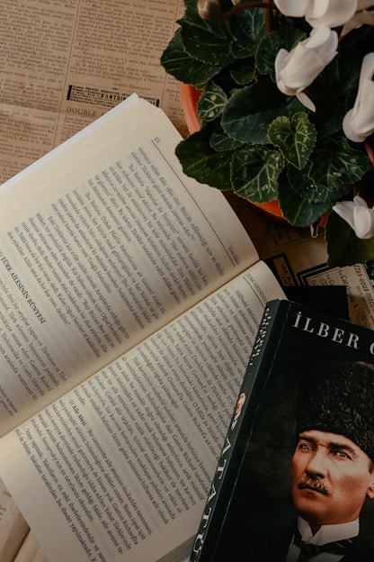 a close up of a book on a table