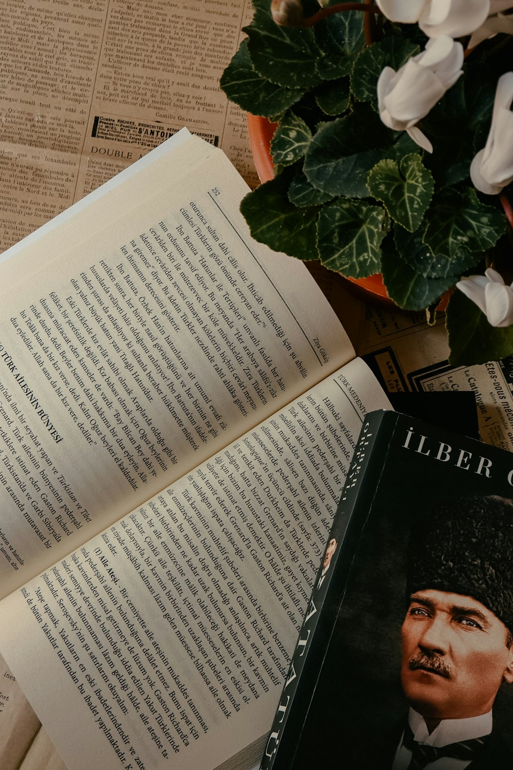 a close up of a book on a table