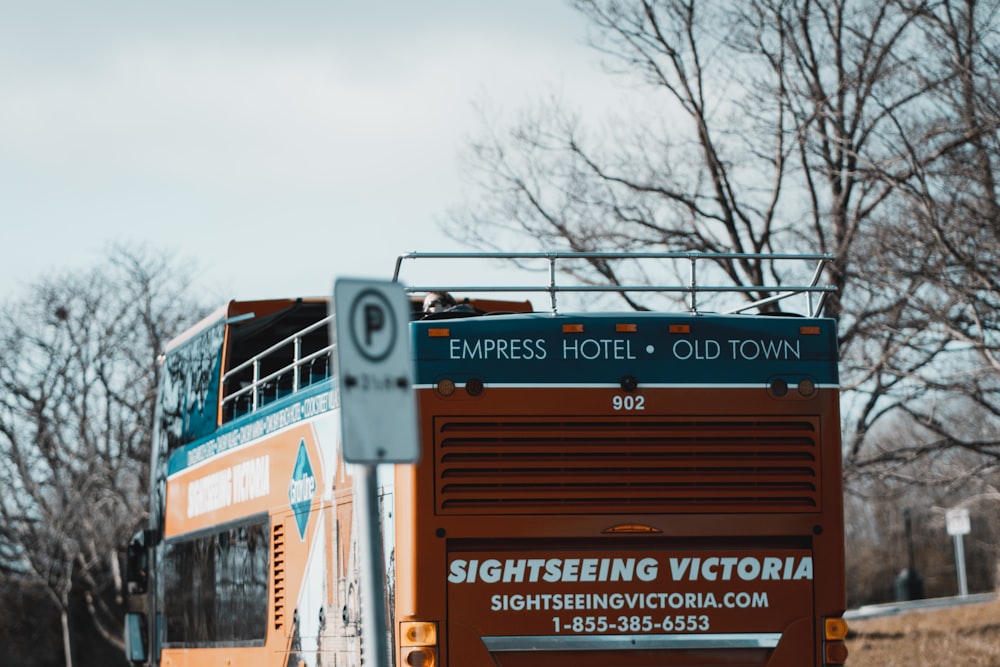 a double decker bus parked in a parking lot