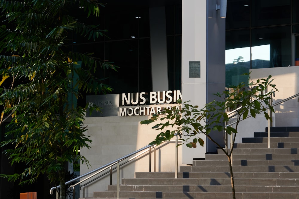 a set of stairs leading up to a building