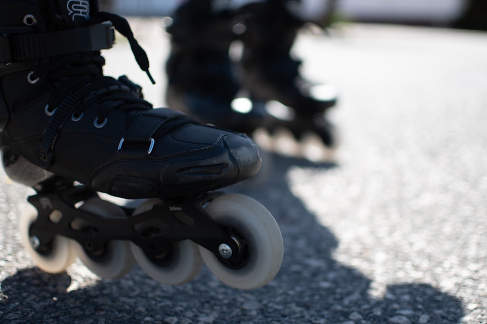 a close up of a pair of roller skates