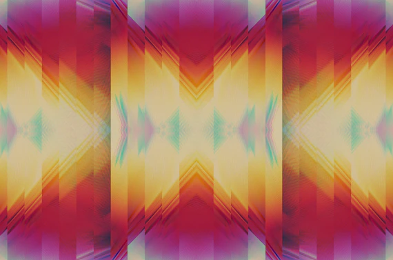 an abstract image of a red, yellow, and blue pattern