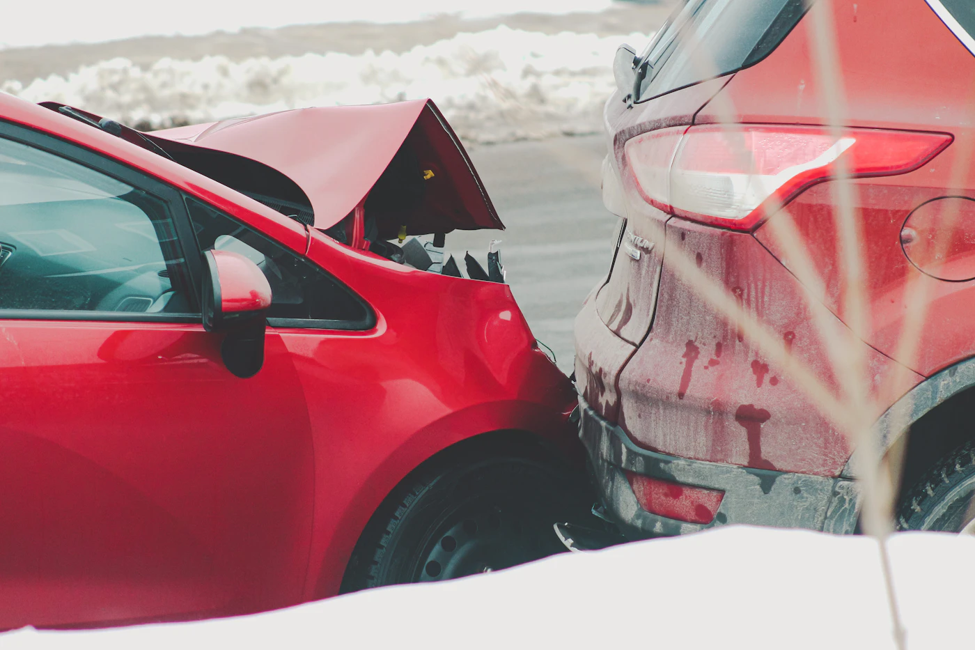 Two cars after a collision on a South Carolina road