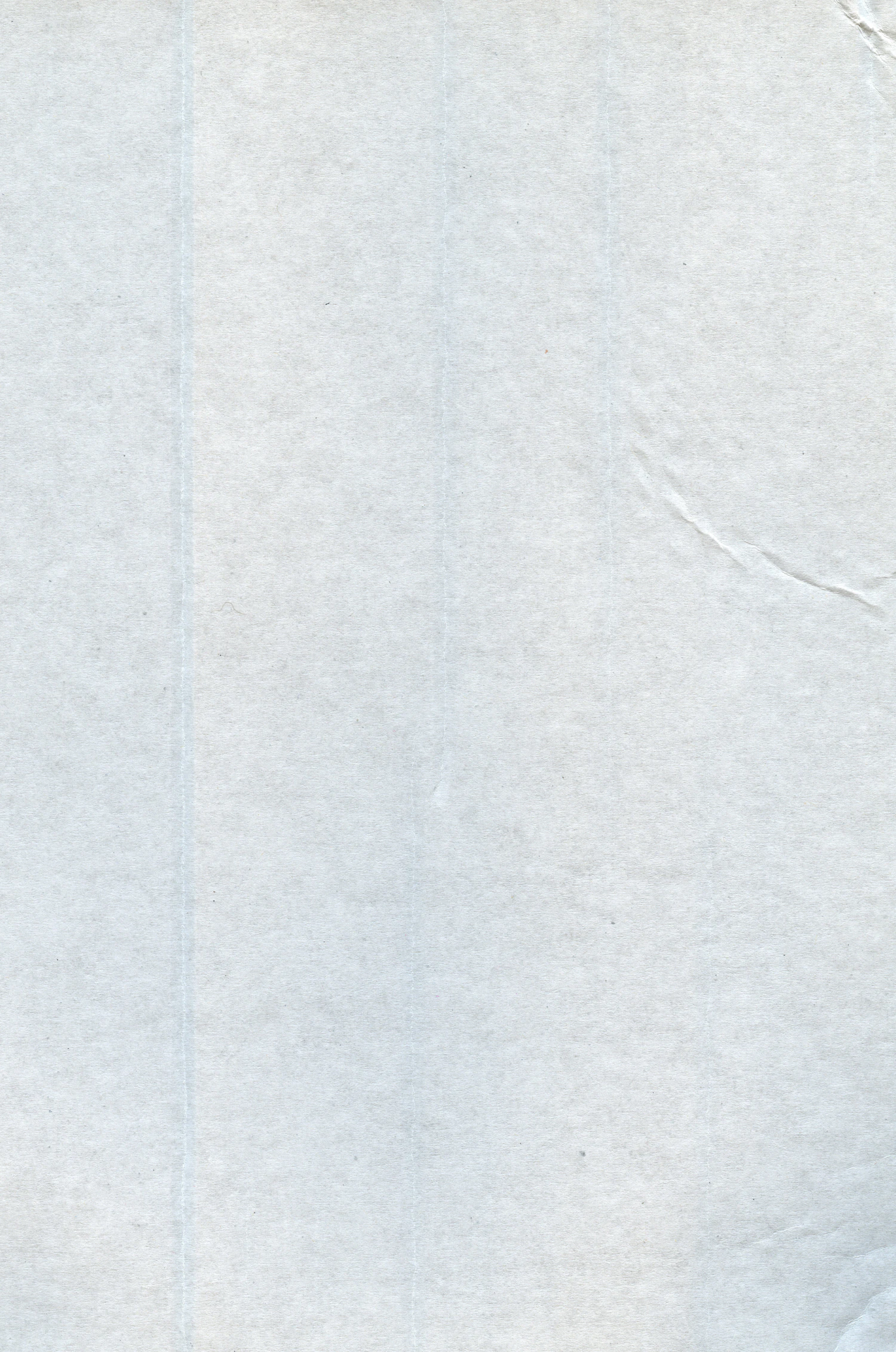 A pale blue-white sheet of laid paper filling the frame, two faint fold lines running through it