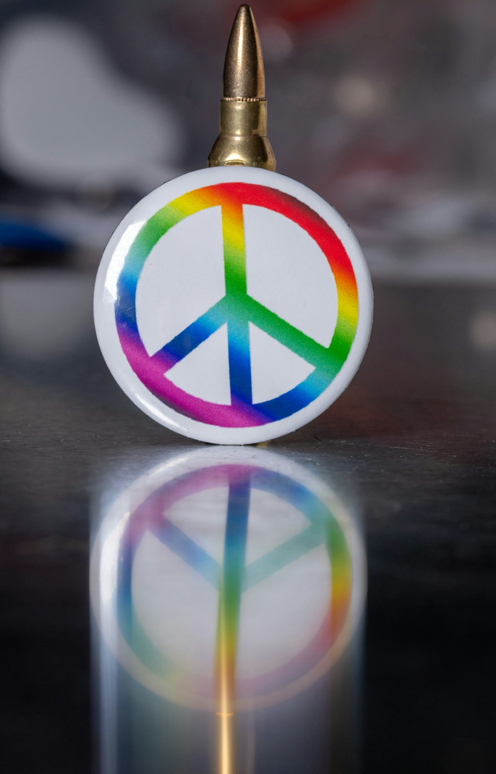 a peace sign is shown on a table