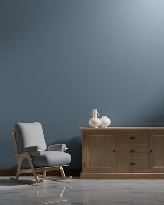 a chair and a table in a room